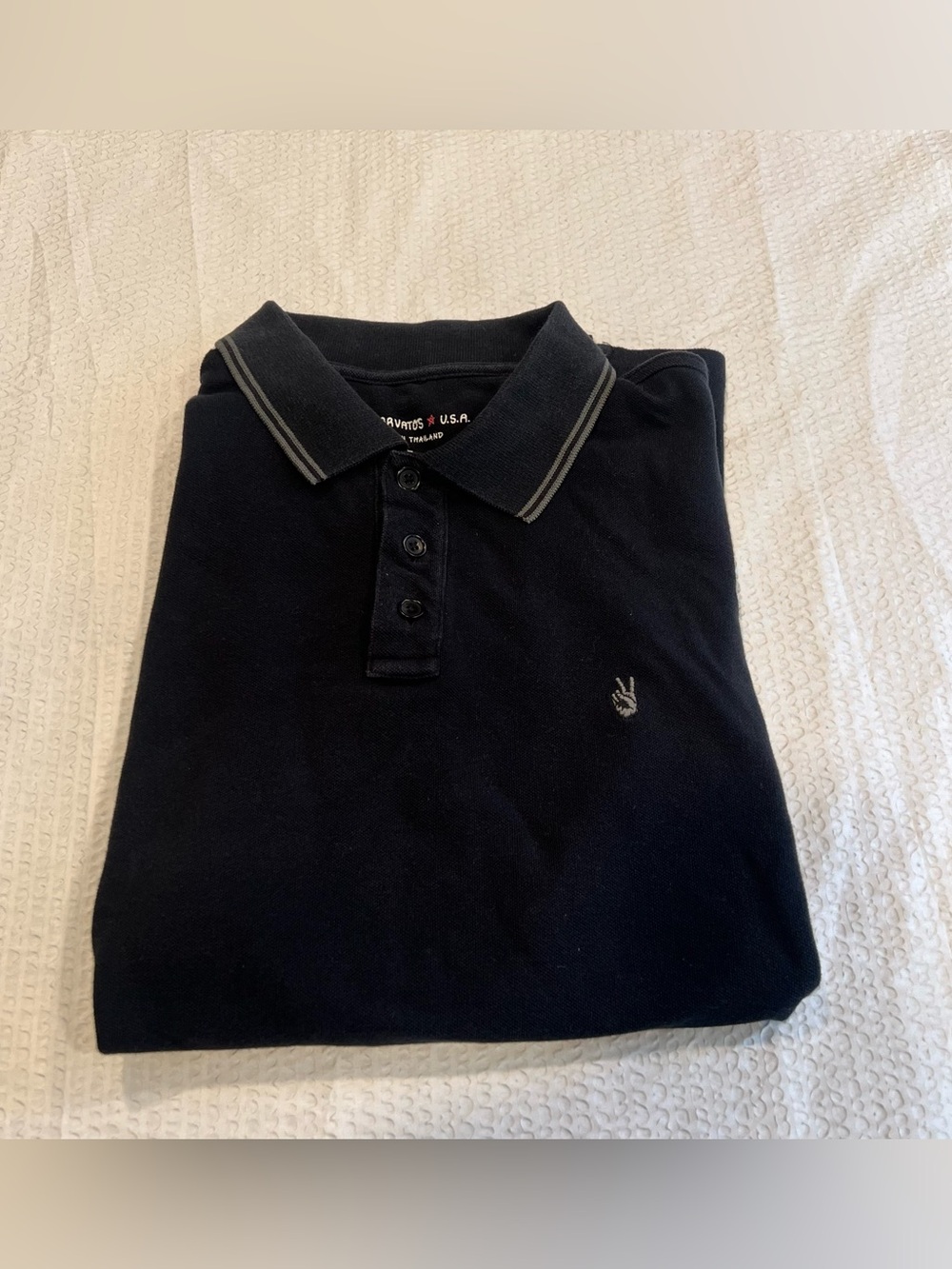 John Varvatos black polo shirt men Large